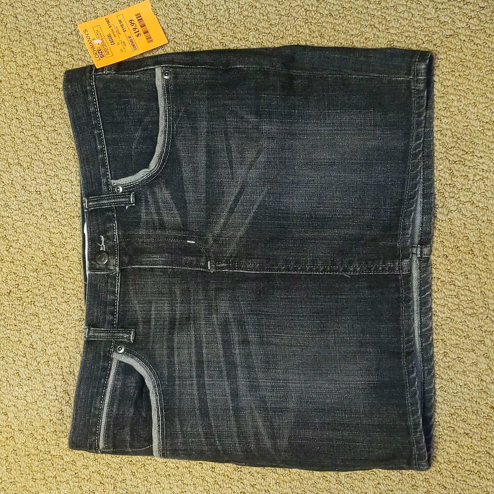 Black jean mini skirt